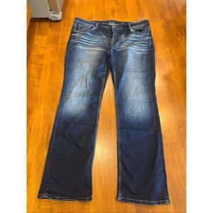 BKE Derek Jeans 42x34 Bootcut Dark Wash Distressed Whiskered Denim Mens